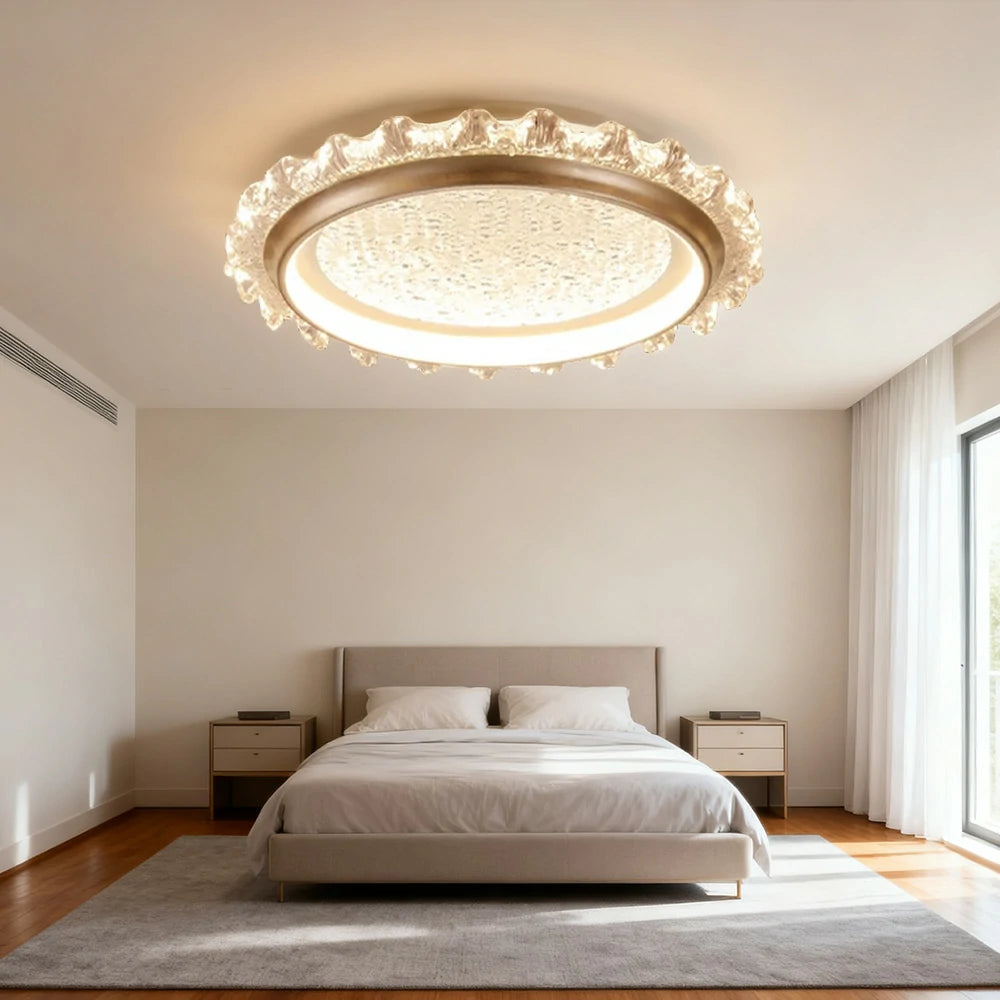 LIVARA 96W Modern Ceiling Light with Dimmable Full-Spectrum LED, Anti-Rust Die-Cast Iron Frame & Soft PMMA Lampshade - Coffee