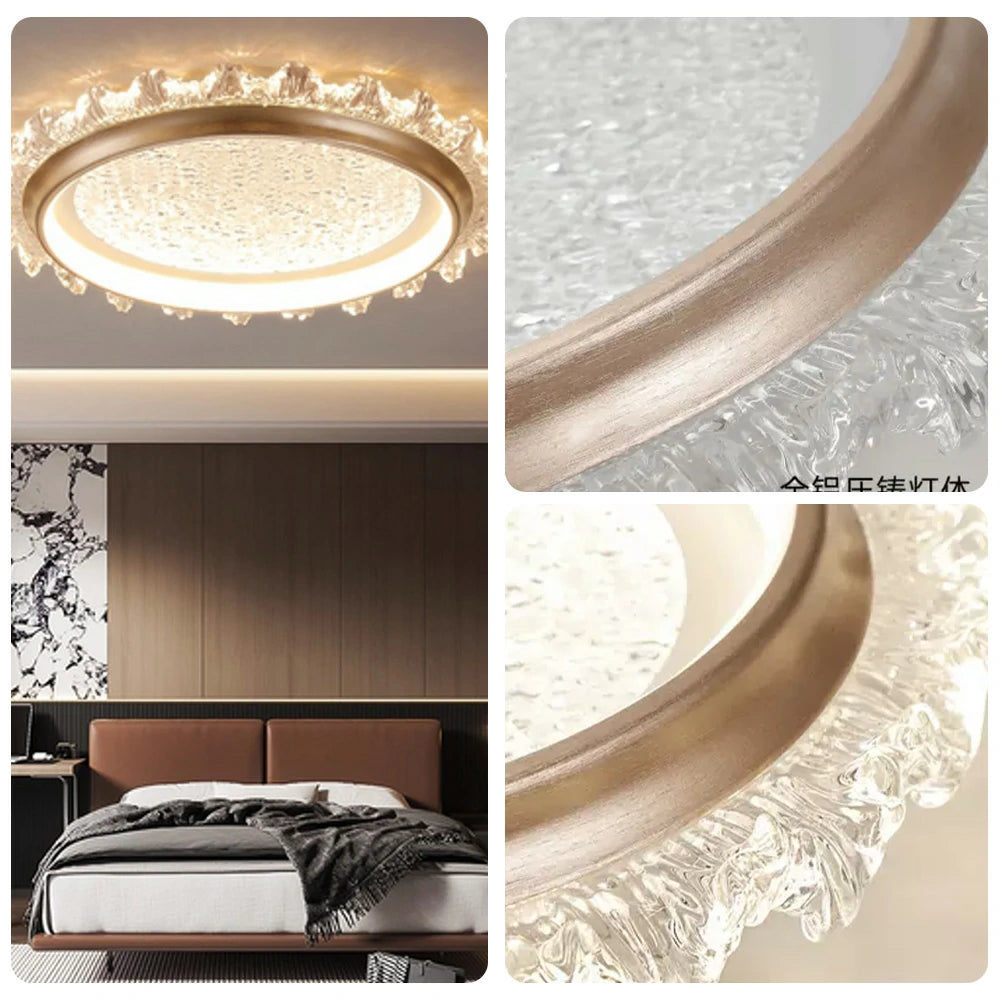 LIVARA 96W Modern Ceiling Light with Dimmable Full-Spectrum LED, Anti-Rust Die-Cast Iron Frame & Soft PMMA Lampshade - Coffee