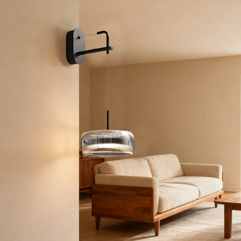 LIVARA 28W Wall Light with Dual-Sided 360° Illumination, Anti-Glare LED & Smoky Grey Glass Shade with Matte Iron Base