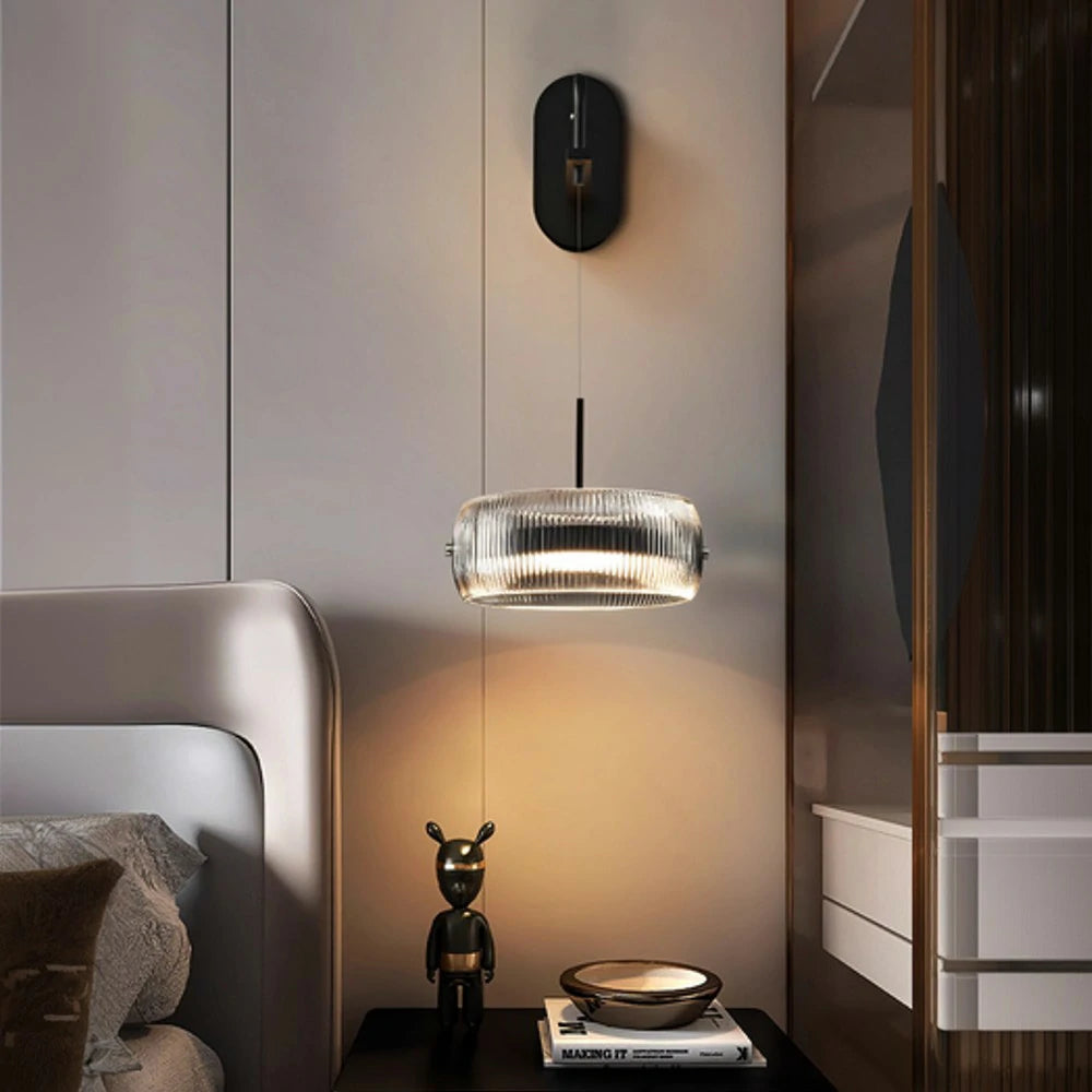 LIVARA 28W Wall Light with Dual-Sided 360° Illumination, Anti-Glare LED & Smoky Grey Glass Shade with Matte Iron Base