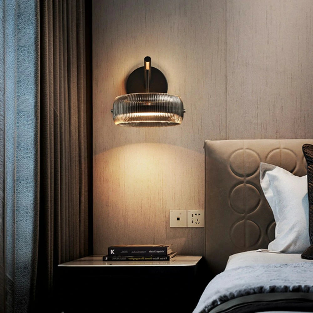 LIVARA 28W Wall Light with 360° Dual-Sided Illumination, Full-Spectrum Eye-Protection LED & Smoky Grey Glass Shade