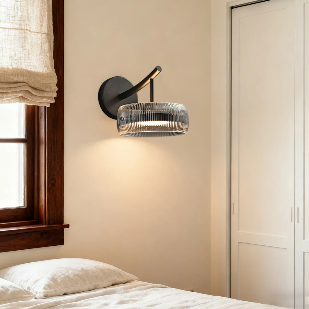 LIVARA 28W Wall Light with 360° Dual-Sided Illumination, Full-Spectrum Eye-Protection LED & Smoky Grey Glass Shade