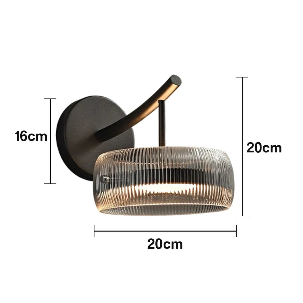 LIVARA 28W Wall Light with 360° Dual-Sided Illumination, Full-Spectrum Eye-Protection LED & Smoky Grey Glass Shade