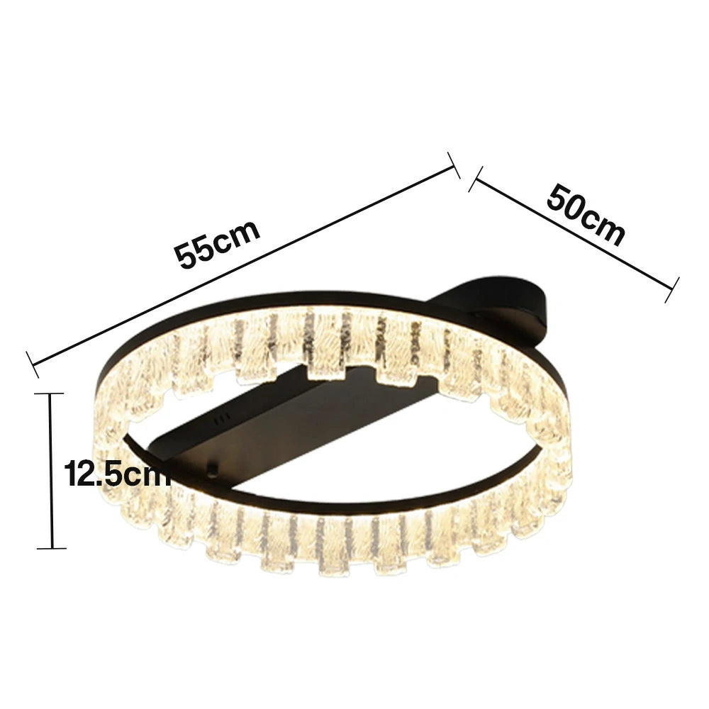 LIVARA 60W Ceiling Light with Full-Spectrum Eye-Comfort LED, Brushed Aluminum Frame & Dimmable PMMA Diffuser - Black