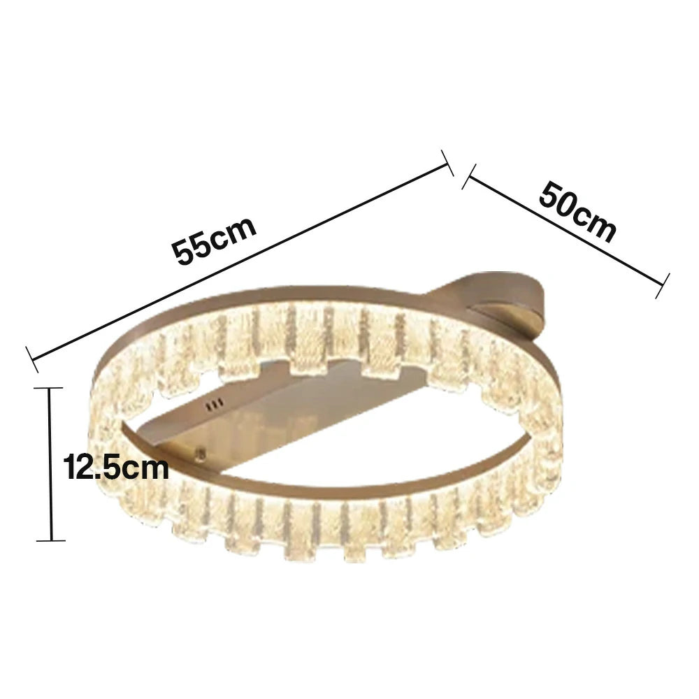 LIVARA 60W Ceiling Light with Full-Spectrum Eye-Comfort LED, Brushed Aluminum Frame & Dimmable PMMA Diffuser - Gold