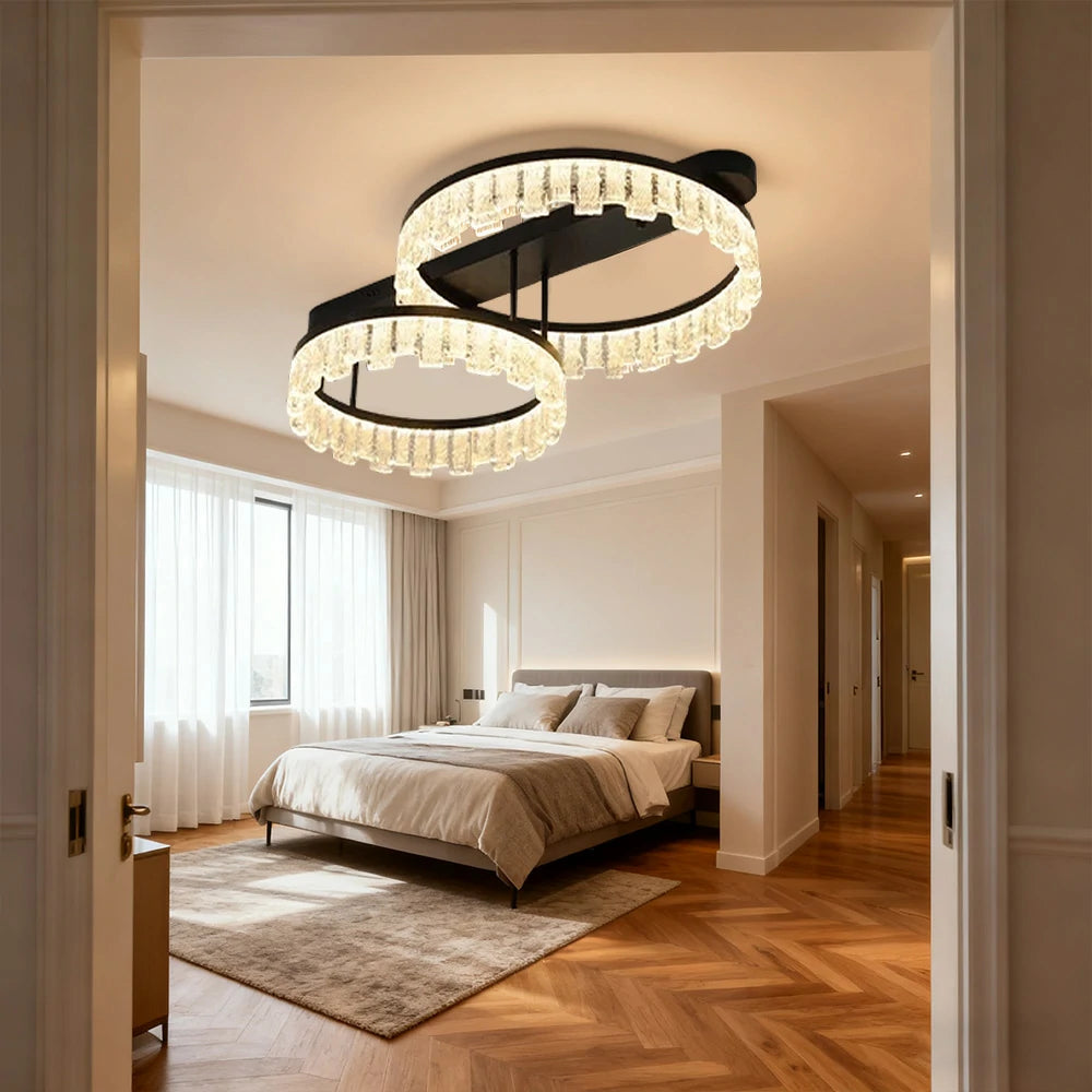 LIVARA 112W Ceiling Light with Full-Spectrum Eye-Comfort LED, Brushed Aluminum Frame & Dimmable PMMA Diffuser - Black