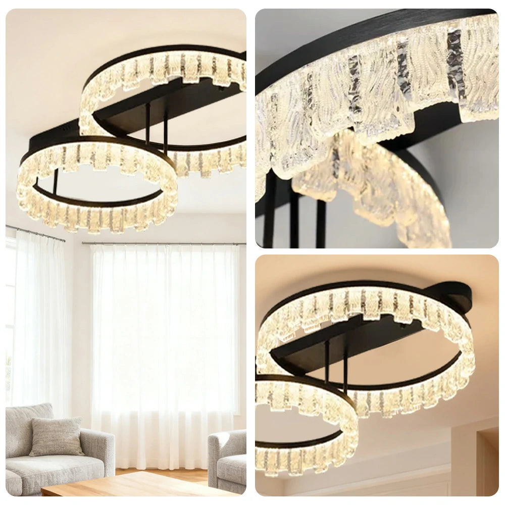 LIVARA 112W Ceiling Light with Full-Spectrum Eye-Comfort LED, Brushed Aluminum Frame & Dimmable PMMA Diffuser - Black