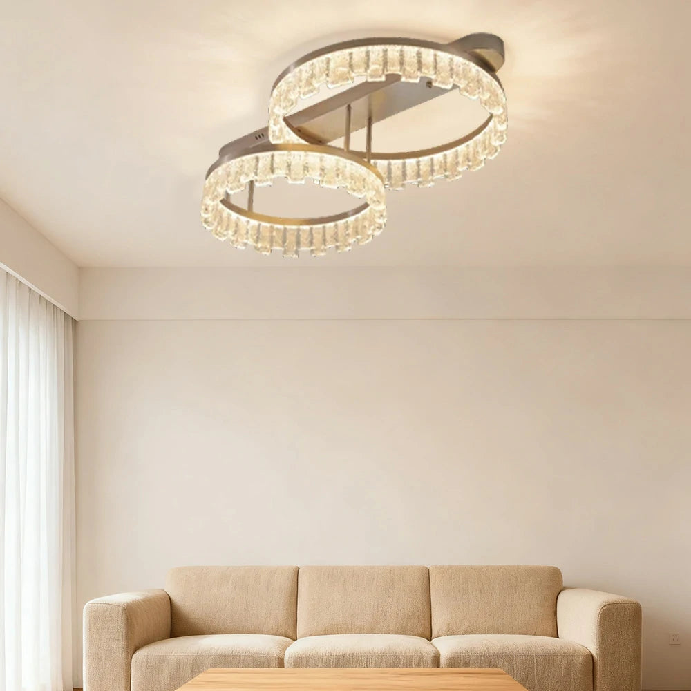 LIVARA 112W Ceiling Light with Full-Spectrum Eye-Comfort LED, Brushed Aluminum Frame & Dimmable PMMA Diffuser - Gold