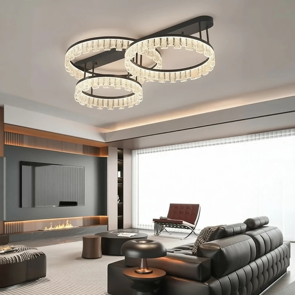 LIVARA 180W Ceiling Light with Full-Spectrum Eye-Comfort LED, Brushed Aluminum Frame & Dimmable PMMA Diffuser - Black