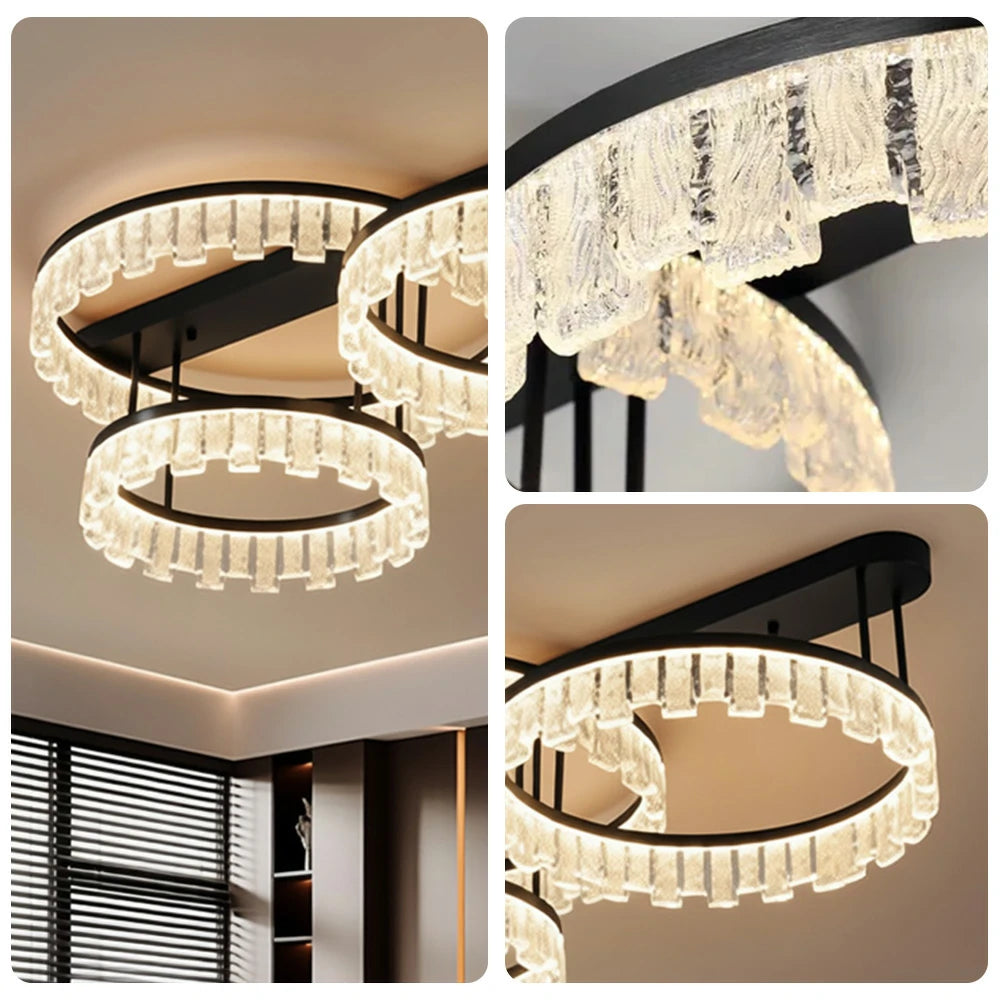 LIVARA 180W Ceiling Light with Full-Spectrum Eye-Comfort LED, Brushed Aluminum Frame & Dimmable PMMA Diffuser - Black