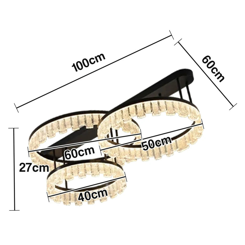 LIVARA 180W Ceiling Light with Full-Spectrum Eye-Comfort LED, Brushed Aluminum Frame & Dimmable PMMA Diffuser - Black