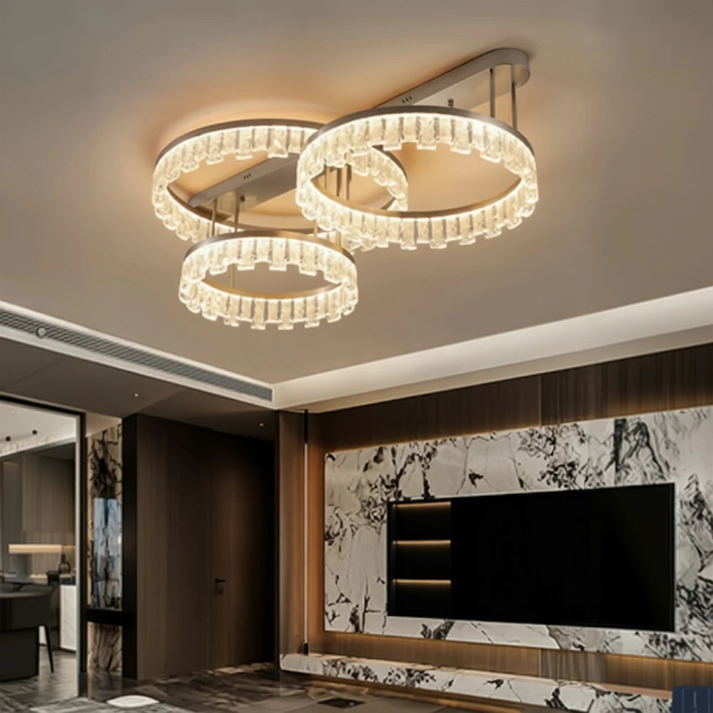 LIVARA 180W Ceiling Light with Full-Spectrum Eye-Comfort LED, Brushed Aluminum Frame & Dimmable PMMA Diffuser - Gold