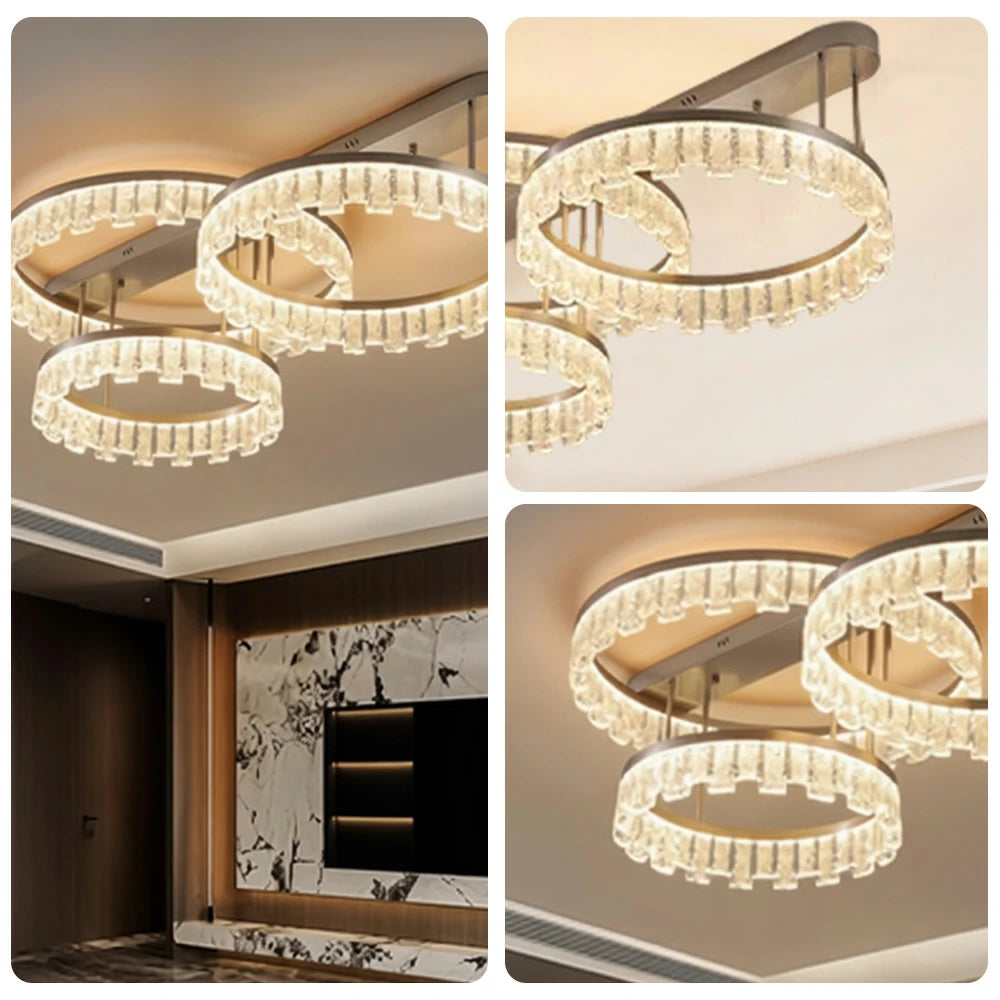 LIVARA 180W Ceiling Light with Full-Spectrum Eye-Comfort LED, Brushed Aluminum Frame & Dimmable PMMA Diffuser - Gold