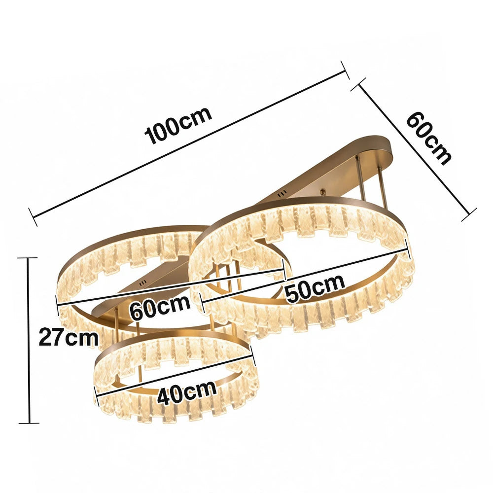 LIVARA 180W Ceiling Light with Full-Spectrum Eye-Comfort LED, Brushed Aluminum Frame & Dimmable PMMA Diffuser - Gold