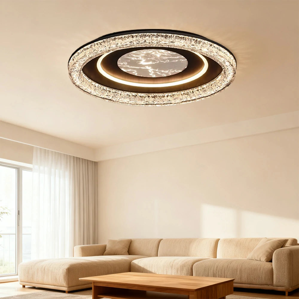 LIVARA 68W Ceiling Light with Soft Diffused Lighting, Full-Spectrum Eye-Comfort LED & Matte Black Iron Frame