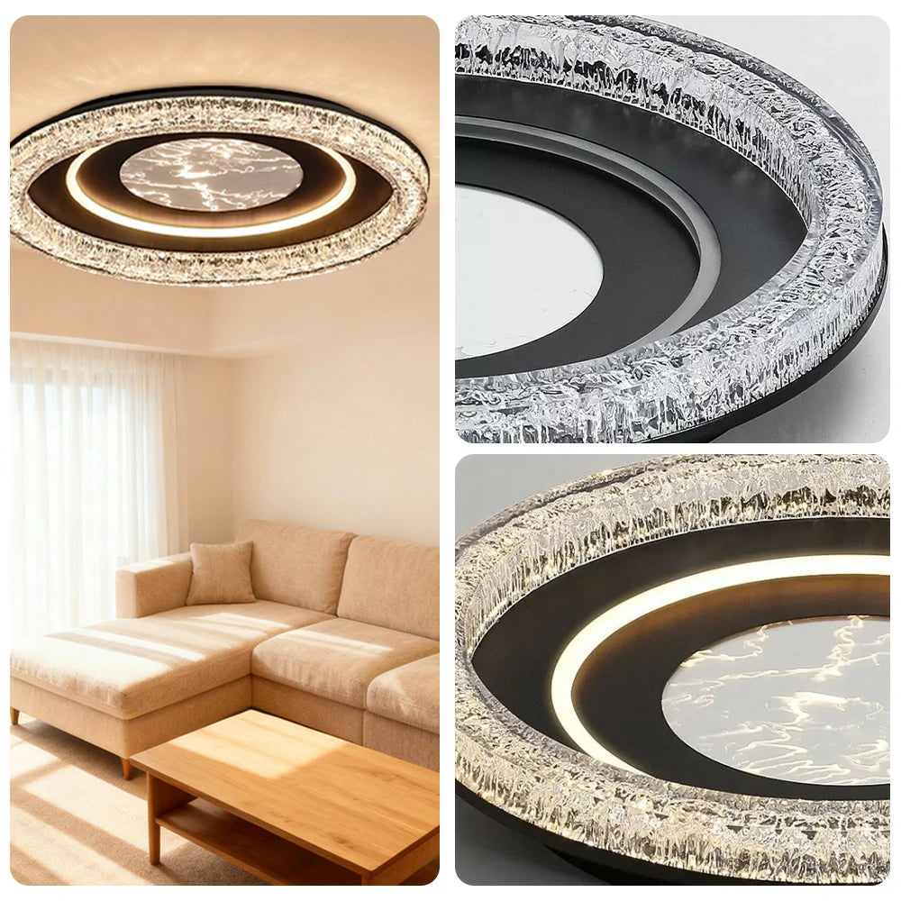 LIVARA 68W Ceiling Light with Soft Diffused Lighting, Full-Spectrum Eye-Comfort LED & Matte Black Iron Frame