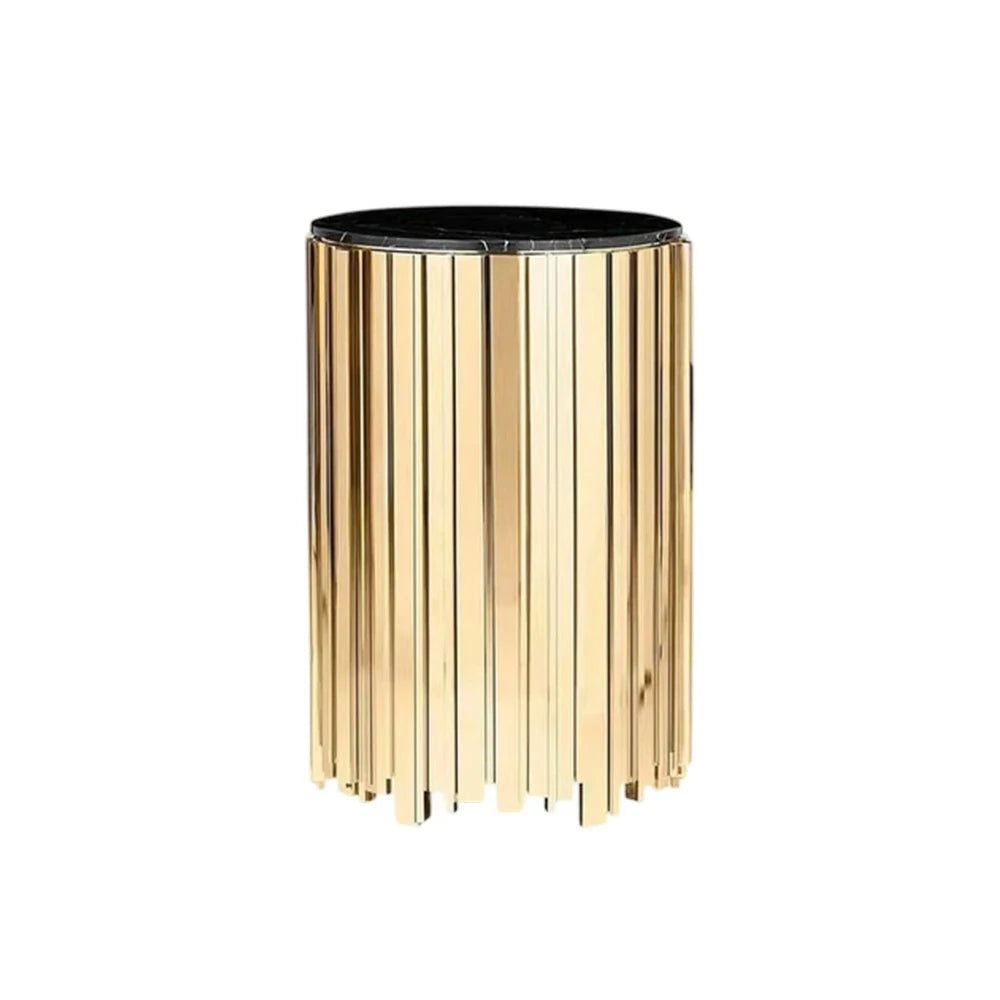 LIVARA 43/60/80cm Marble Coffee Table, Black & White Metal Legs, Brass Edge Design, Vacuum Gold-Plated Base, Modern Luxury Style - Marble White