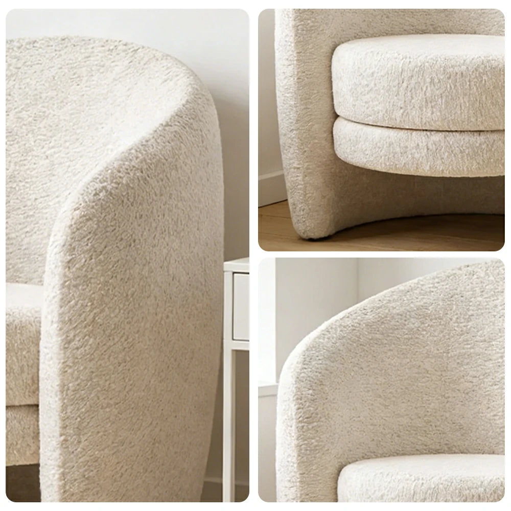 LIVARA Accent Armchair Ergonomic Support Solid Pine Frame Teddy Fleece Upholstery with Nano 3-Proof Technology - White