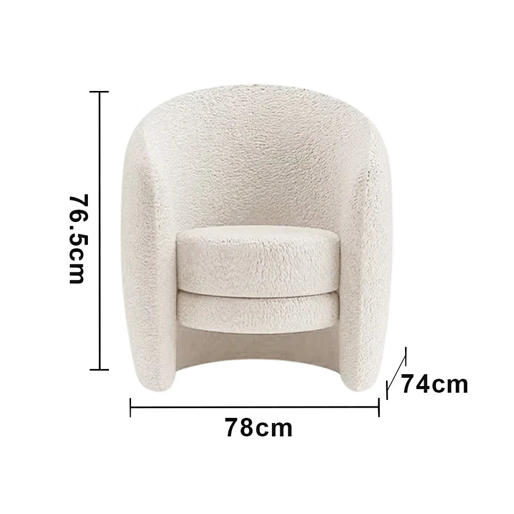 LIVARA Accent Armchair Ergonomic Support Solid Pine Frame Teddy Fleece Upholstery with Nano 3-Proof Technology - White