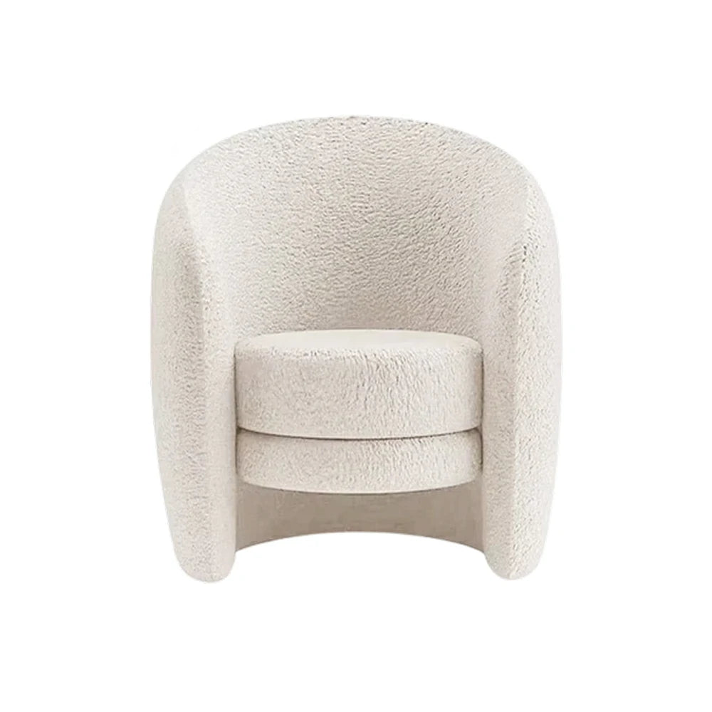 LIVARA Accent Armchair Ergonomic Support Solid Pine Frame Teddy Fleece Upholstery with Nano 3-Proof Technology - White