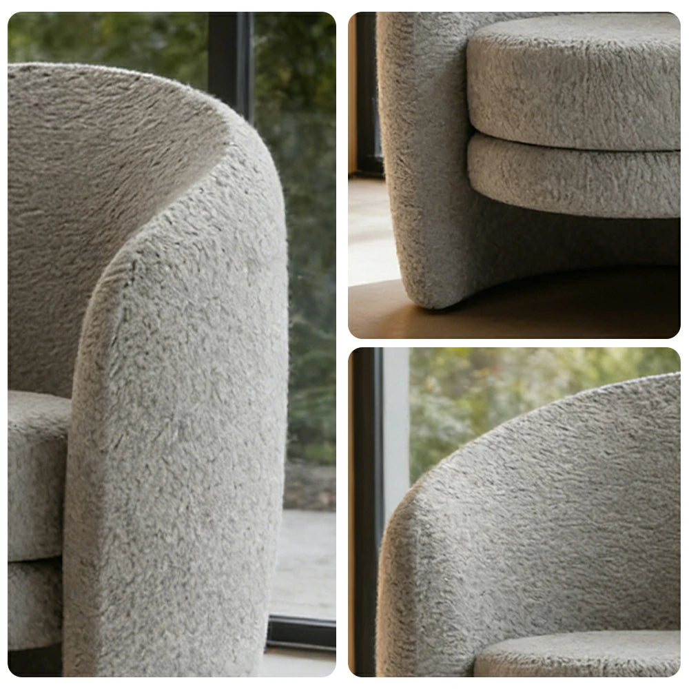 LIVARA Accent Armchair Ergonomic Support Solid Pine Frame Teddy Fleece Upholstery with Nano 3-Proof Technology - Grey
