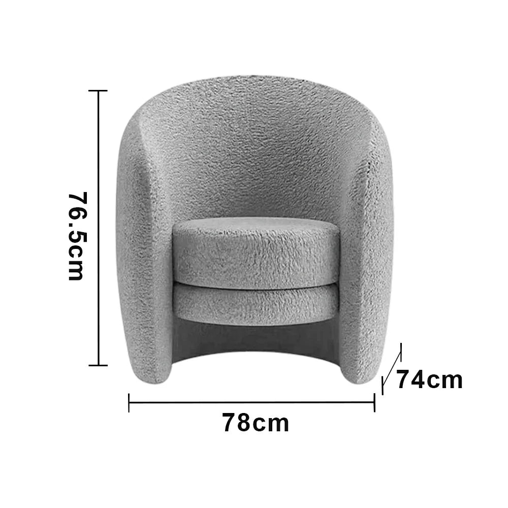 LIVARA Accent Armchair Ergonomic Support Solid Pine Frame Teddy Fleece Upholstery with Nano 3-Proof Technology - Grey