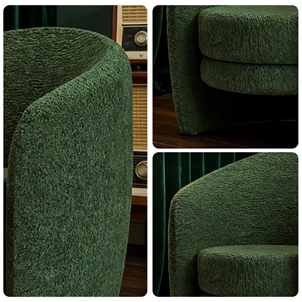 LIVARA Accent Armchair Ergonomic Support Solid Pine Frame Teddy Fleece Upholstery with Nano 3-Proof Technology - Green