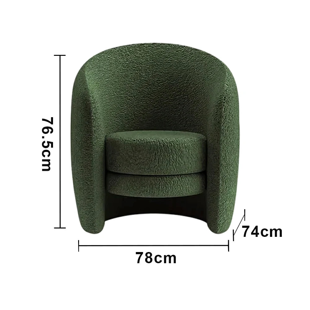 LIVARA Accent Armchair Ergonomic Support Solid Pine Frame Teddy Fleece Upholstery with Nano 3-Proof Technology - Green