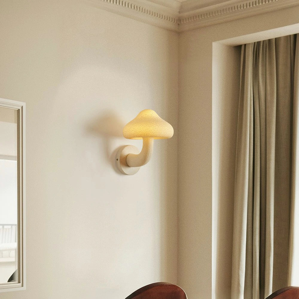 LIVARA Indoor Mushroom Wall Light, Warm LED Resin Fiberglass Lamp with Soft Glow for Bedroom Living Room Hallway