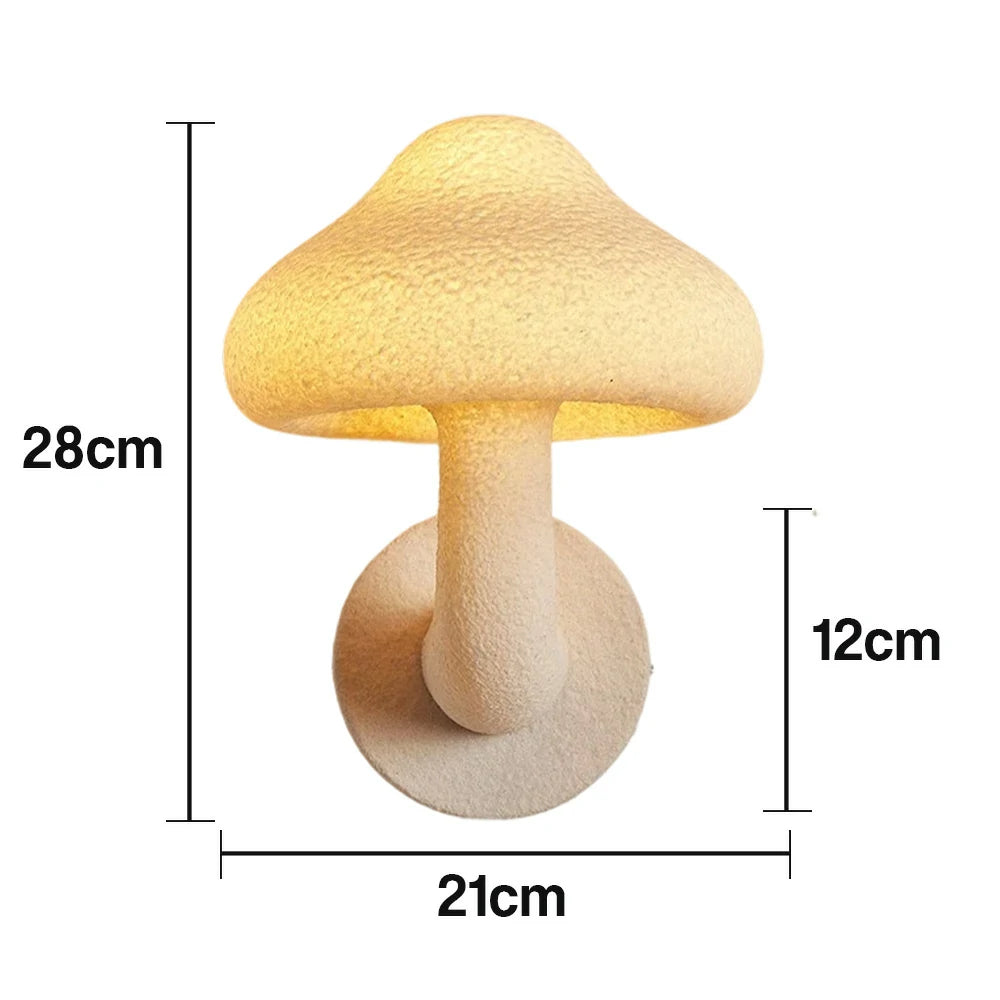 LIVARA Indoor Mushroom Wall Light, Warm LED Resin Fiberglass Lamp with Soft Glow for Bedroom Living Room Hallway