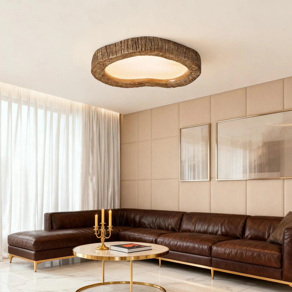 LIVARA Wood Grain Round LED Ceiling Light 35/45/54cm, Frosted Acrylic Flush Mount Lamp for Living Room Bedroom