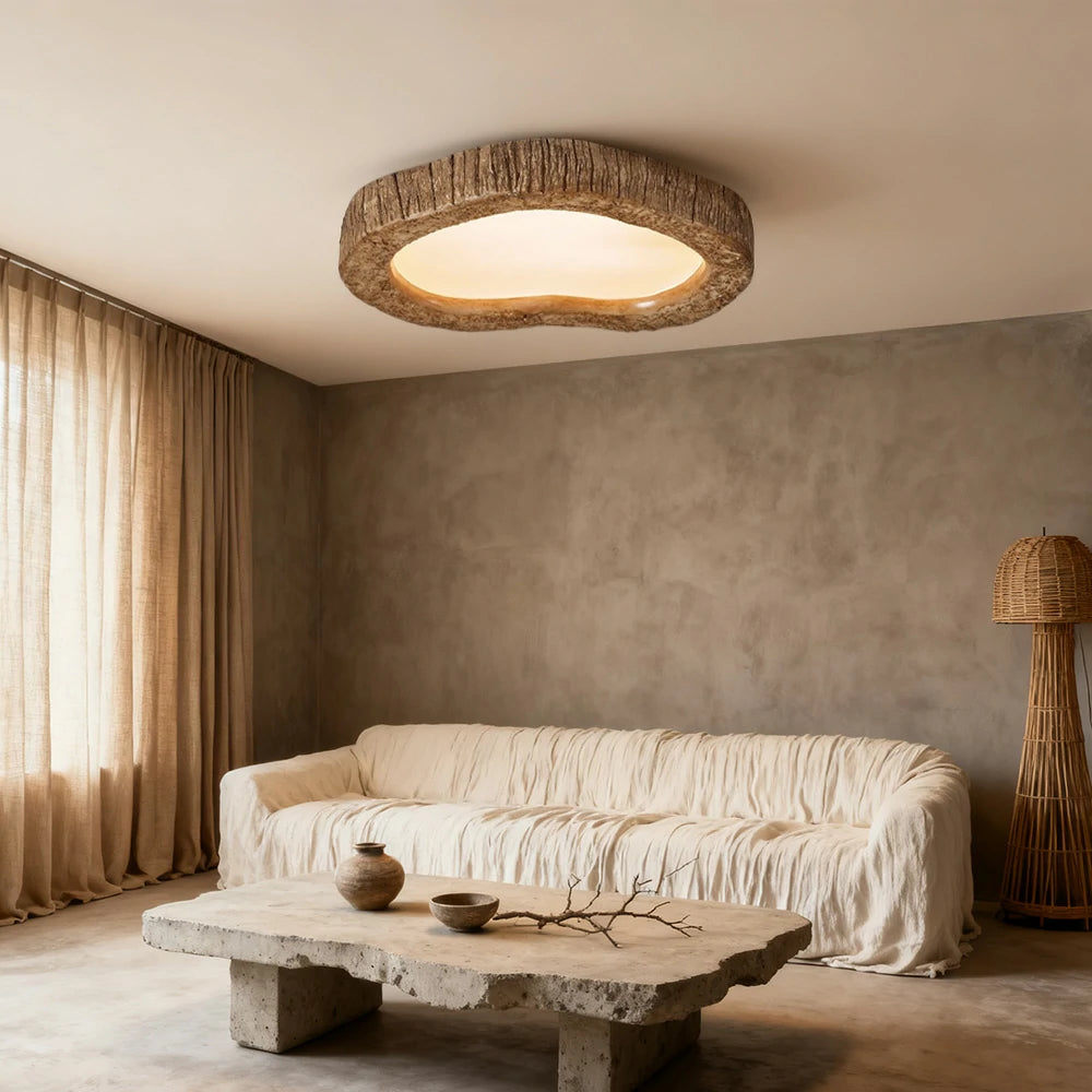 LIVARA Wood Grain Round LED Ceiling Light 35/45/54cm, Frosted Acrylic Flush Mount Lamp for Living Room Bedroom