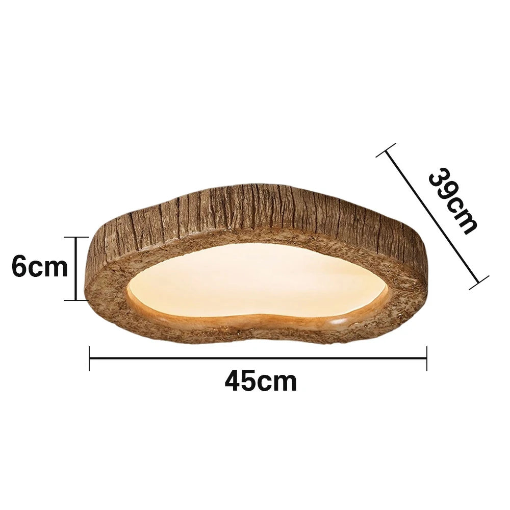 LIVARA Wood Grain Round LED Ceiling Light 35/45/54cm, Frosted Acrylic Flush Mount Lamp for Living Room Bedroom
