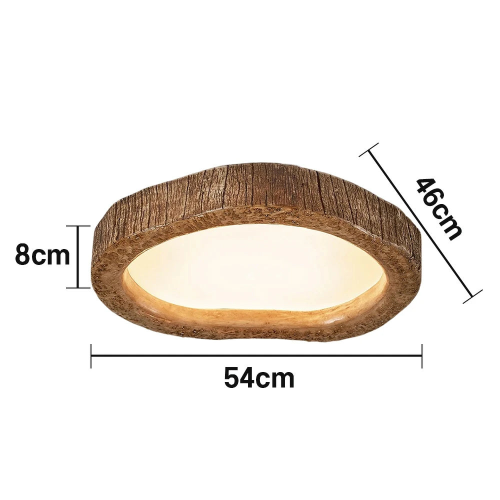 LIVARA Wood Grain Round LED Ceiling Light 35/45/54cm, Frosted Acrylic Flush Mount Lamp for Living Room Bedroom