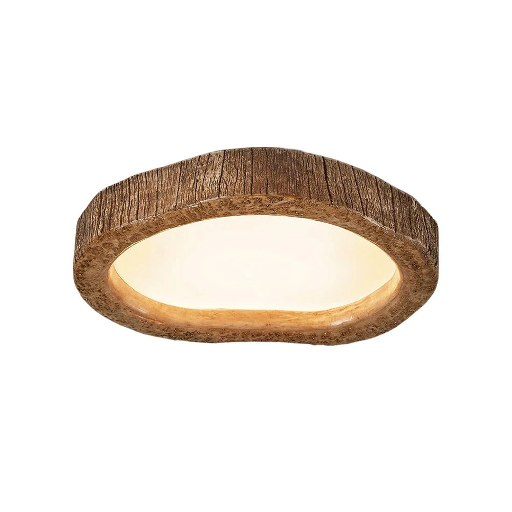 LIVARA Wood Grain Round LED Ceiling Light 35/45/54cm, Frosted Acrylic Flush Mount Lamp for Living Room Bedroom
