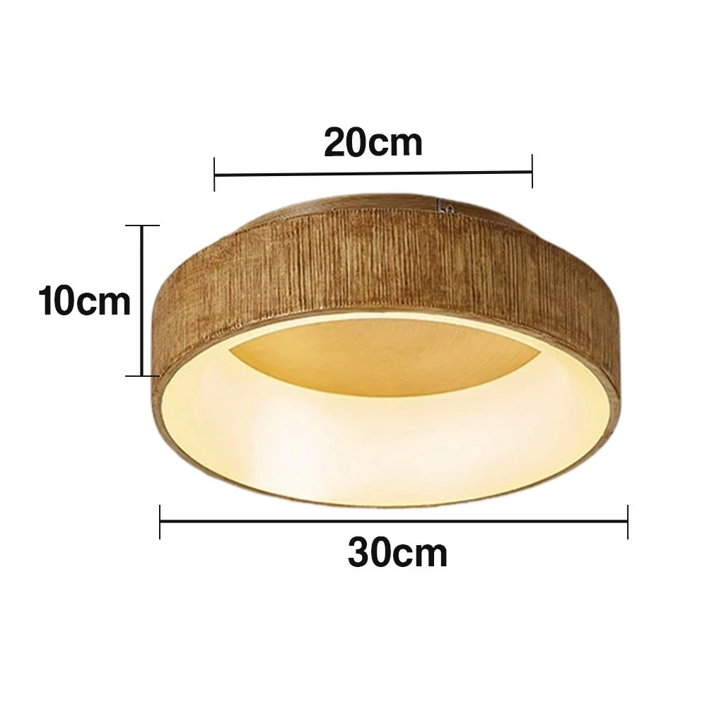LIVARA Modern Wood Grain Round LED Ceiling Light 30/40/60cm, Acrylic Flush Mount Lamp with Warm Natural Finish for Living Room Bedroom