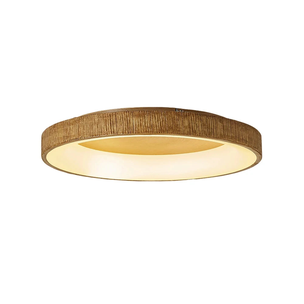 LIVARA Modern Wood Grain Round LED Ceiling Light 30/40/60cm, Acrylic Flush Mount Lamp with Warm Natural Finish for Living Room Bedroom