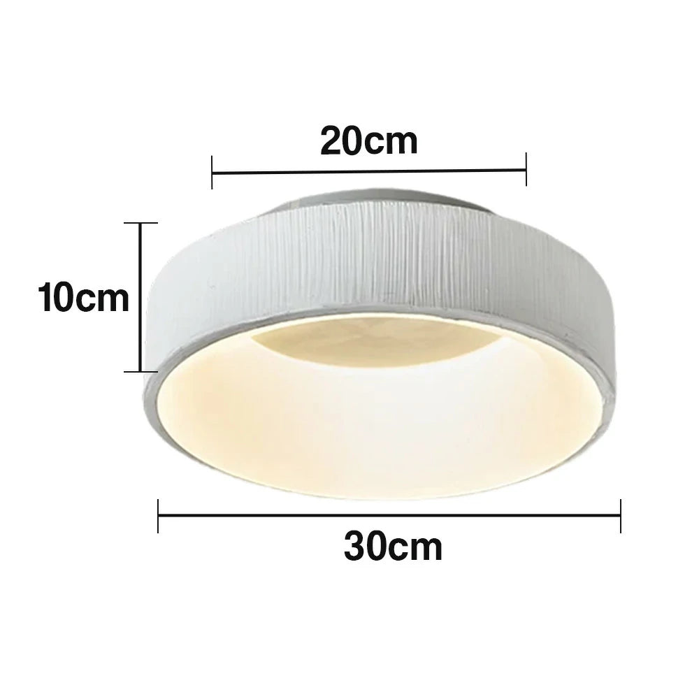 LIVARA Modern White Round LED Ceiling Light 30/40/60cm, Fabric Shade & Acrylic Flush Mount Lamp for Living Room Bedroom