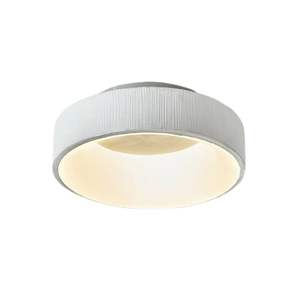 LIVARA Modern White Round LED Ceiling Light 30/40/60cm, Fabric Shade & Acrylic Flush Mount Lamp for Living Room Bedroom