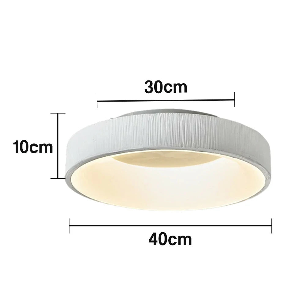 LIVARA Modern White Round LED Ceiling Light 30/40/60cm, Fabric Shade & Acrylic Flush Mount Lamp for Living Room Bedroom