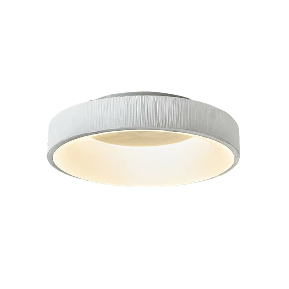 LIVARA Modern White Round LED Ceiling Light 30/40/60cm, Fabric Shade & Acrylic Flush Mount Lamp for Living Room Bedroom