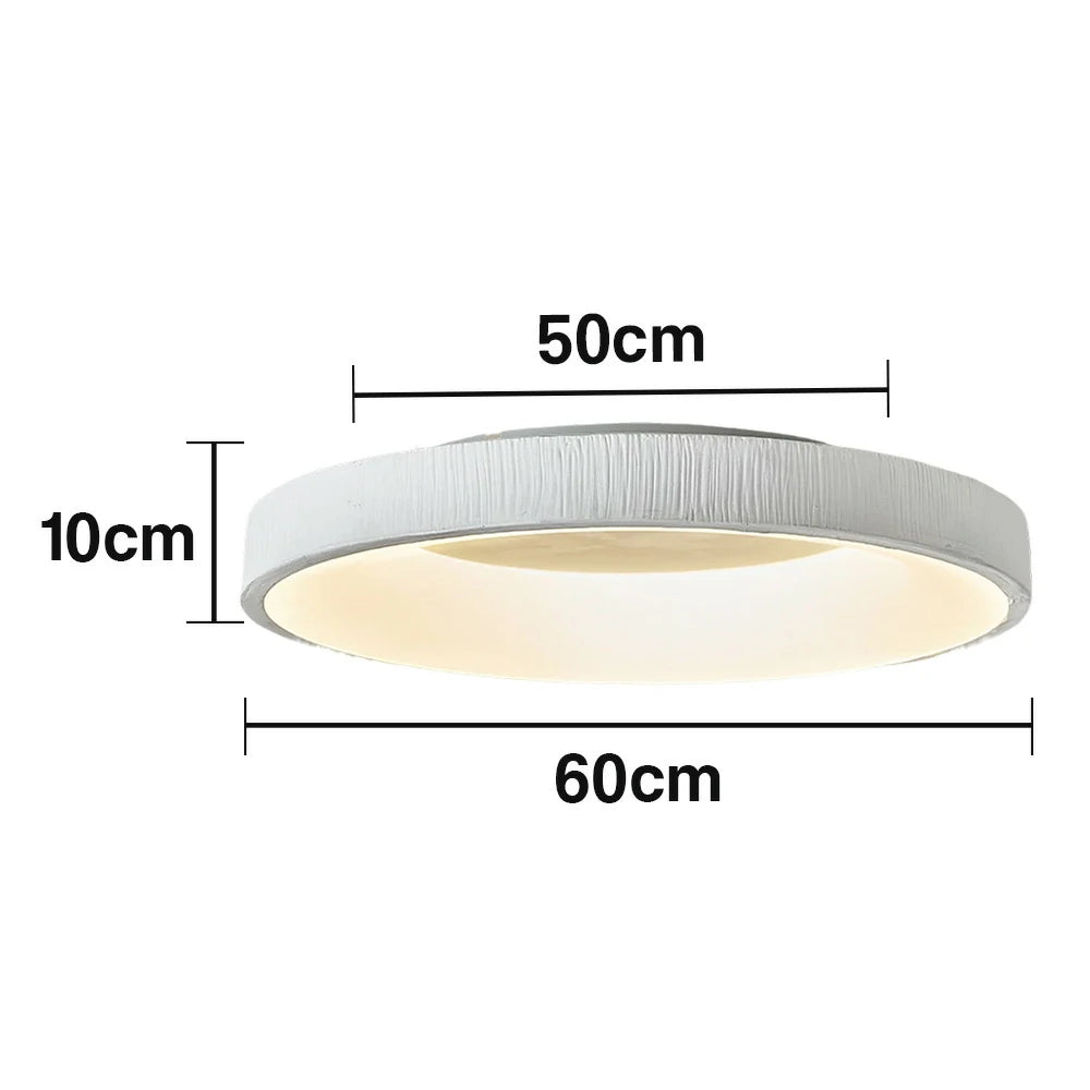 LIVARA Modern White Round LED Ceiling Light 30/40/60cm, Fabric Shade & Acrylic Flush Mount Lamp for Living Room Bedroom