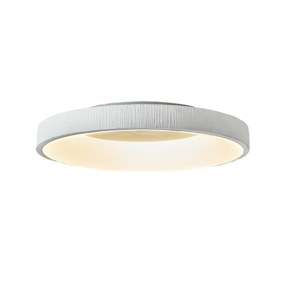 LIVARA Modern White Round LED Ceiling Light 30/40/60cm, Fabric Shade & Acrylic Flush Mount Lamp for Living Room Bedroom