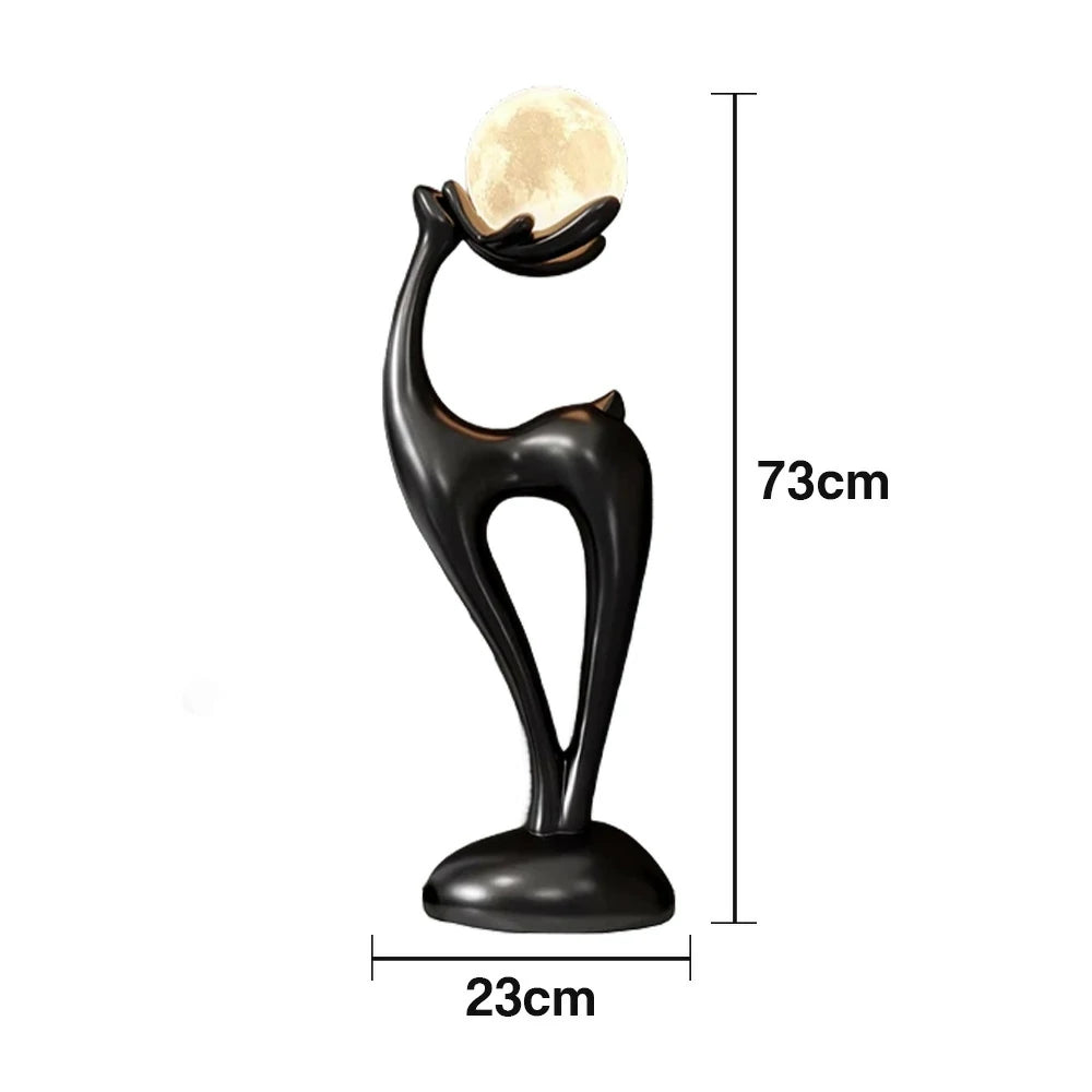 LIVARA Touch Control Moon Floor Lamp with 3-Color Dimmable LED, Soft Eye-Comfort Lighting & Artistic Resin Design - Black