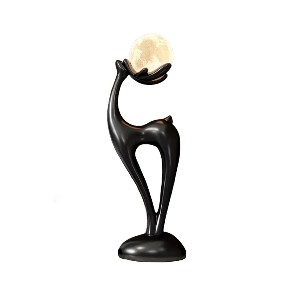 LIVARA Touch Control Moon Floor Lamp with 3-Color Dimmable LED, Soft Eye-Comfort Lighting & Artistic Resin Design - Black