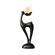 LIVARA Touch Control Moon Floor Lamp with 3-Color Dimmable LED, Soft Eye-Comfort Lighting & Artistic Resin Design - Black