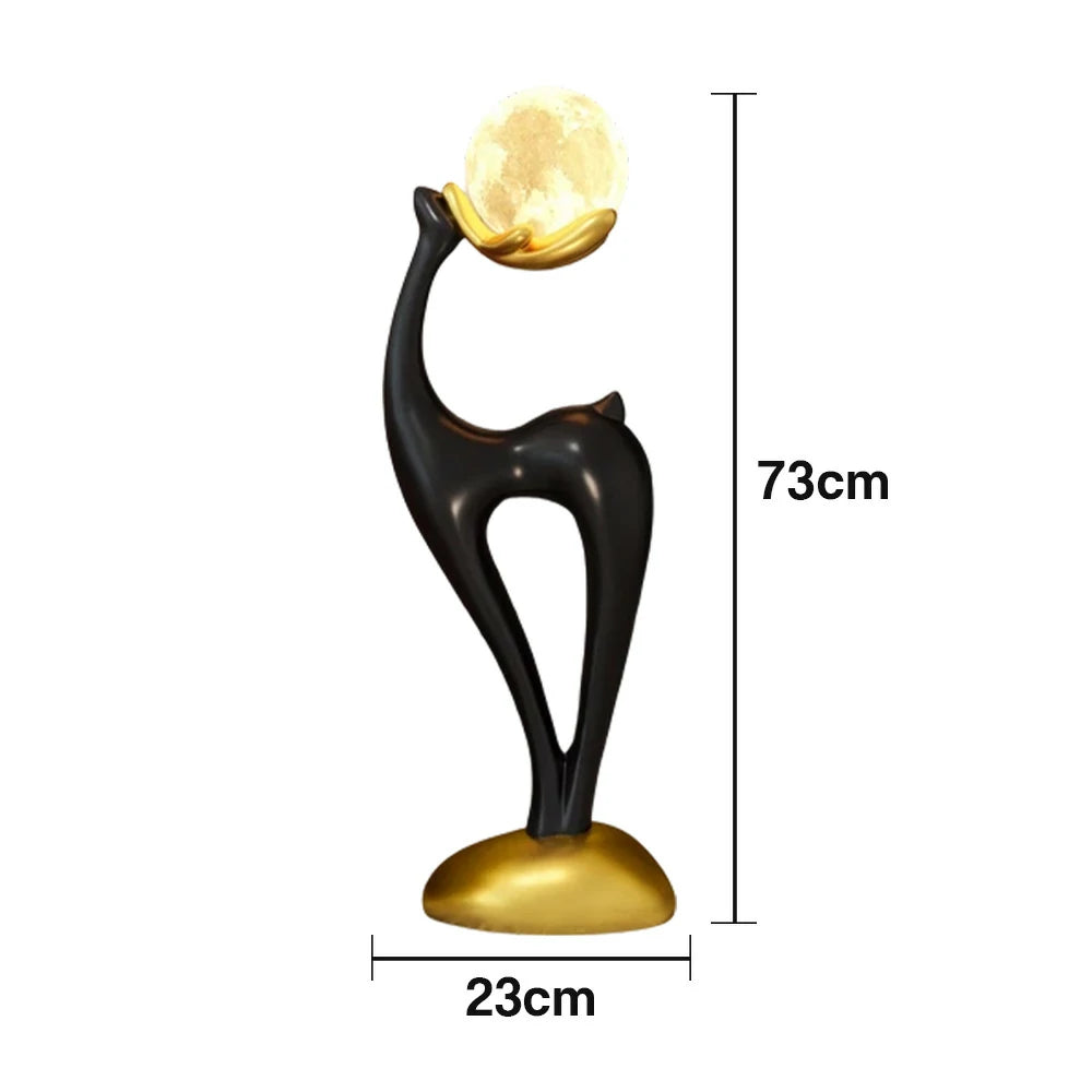 LIVARA Touch Control Moon Floor Lamp with 3-Color Dimmable LED, Soft Eye-Comfort Lighting & Artistic Resin Design - Gold