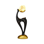 LIVARA Touch Control Moon Floor Lamp with 3-Color Dimmable LED, Soft Eye-Comfort Lighting & Artistic Resin Design - Gold
