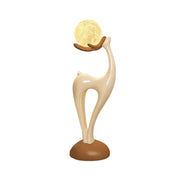 LIVARA Touch Control Moon Floor Lamp with 3-Color Dimmable LED, Soft Eye-Comfort Lighting & Artistic Resin Design - White