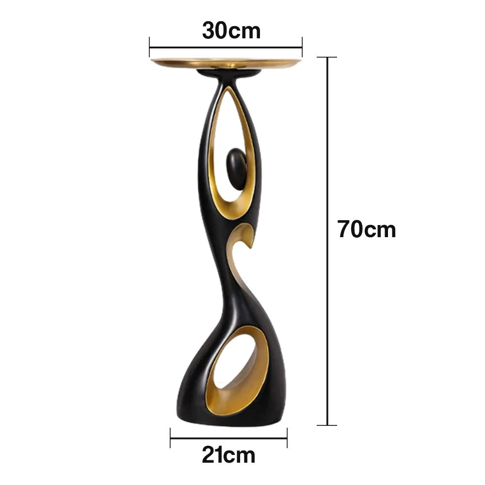 LIVARA Modern Resin Alloy Sculptural Tray Stand – Black & Gold Artistic Figurine for Living Room Decor - Black
